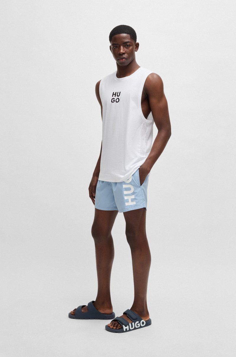 Hugo Boss Sandalias Con Logo Y Dos Tiras De Cierre Por Contacto