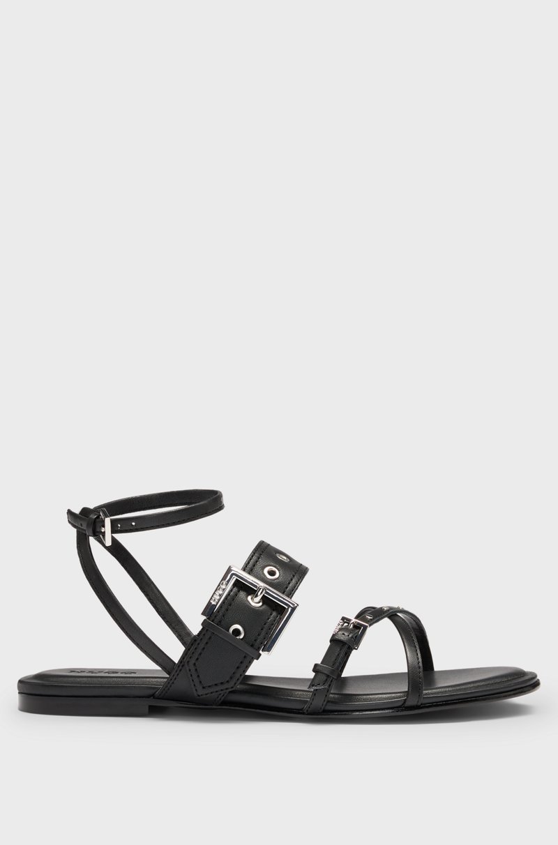 Hugo Boss Sandalias De Piel Con Remaches Y Ojales Metalizados