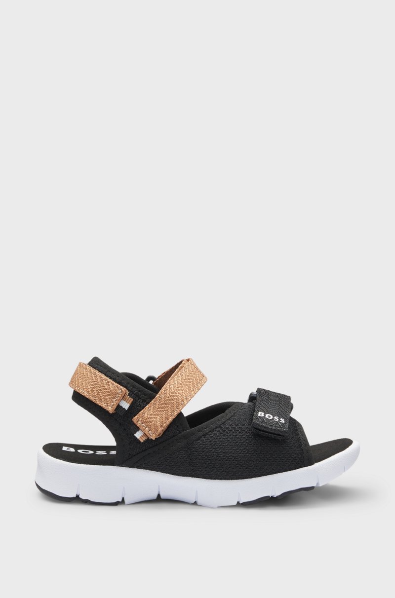 Hugo Boss Sandalias para niños con tiras con cierre por contacto con detalles de la marca