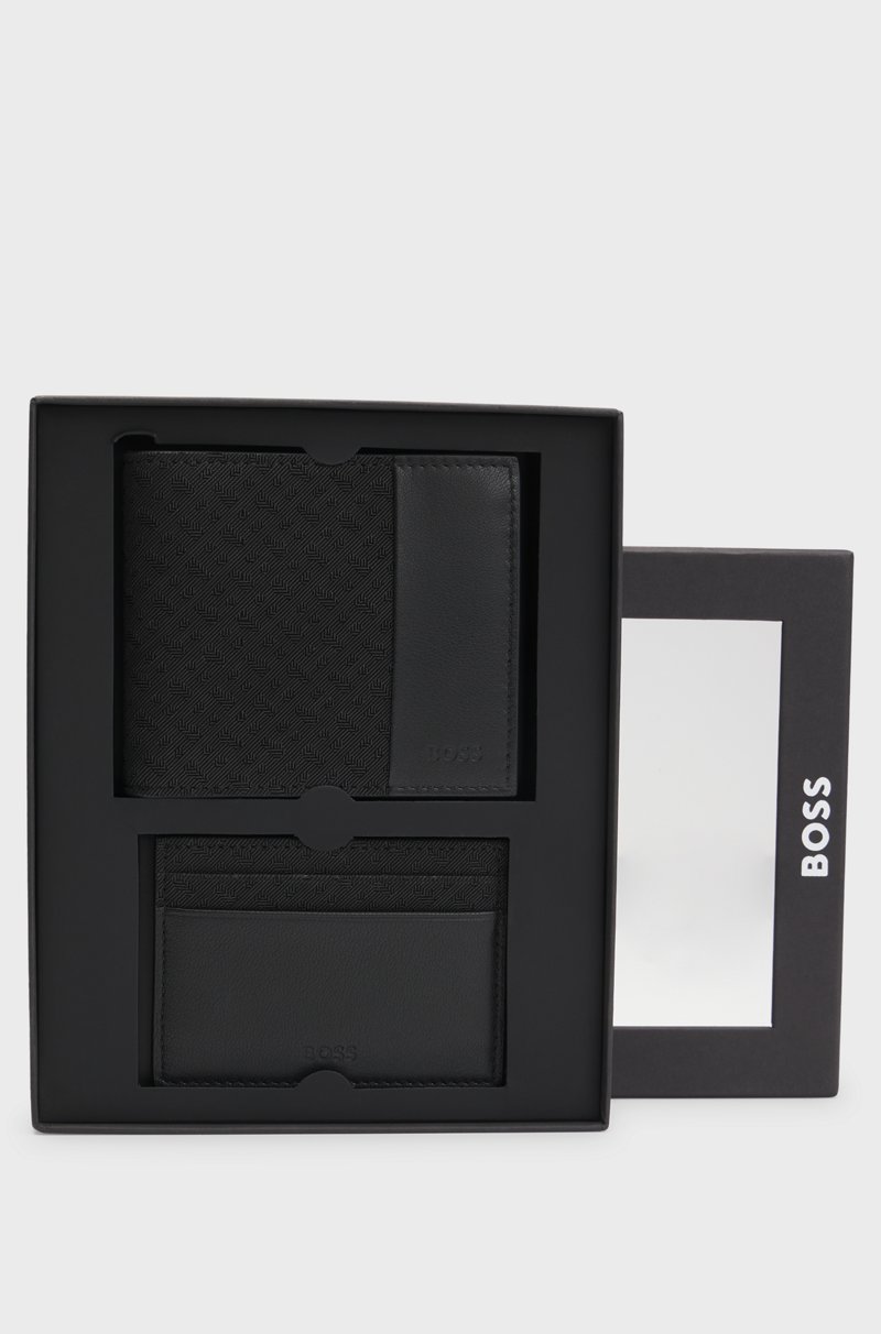Hugo Boss Set De Regalo De Cartera Y Tarjetero Con Monogramas