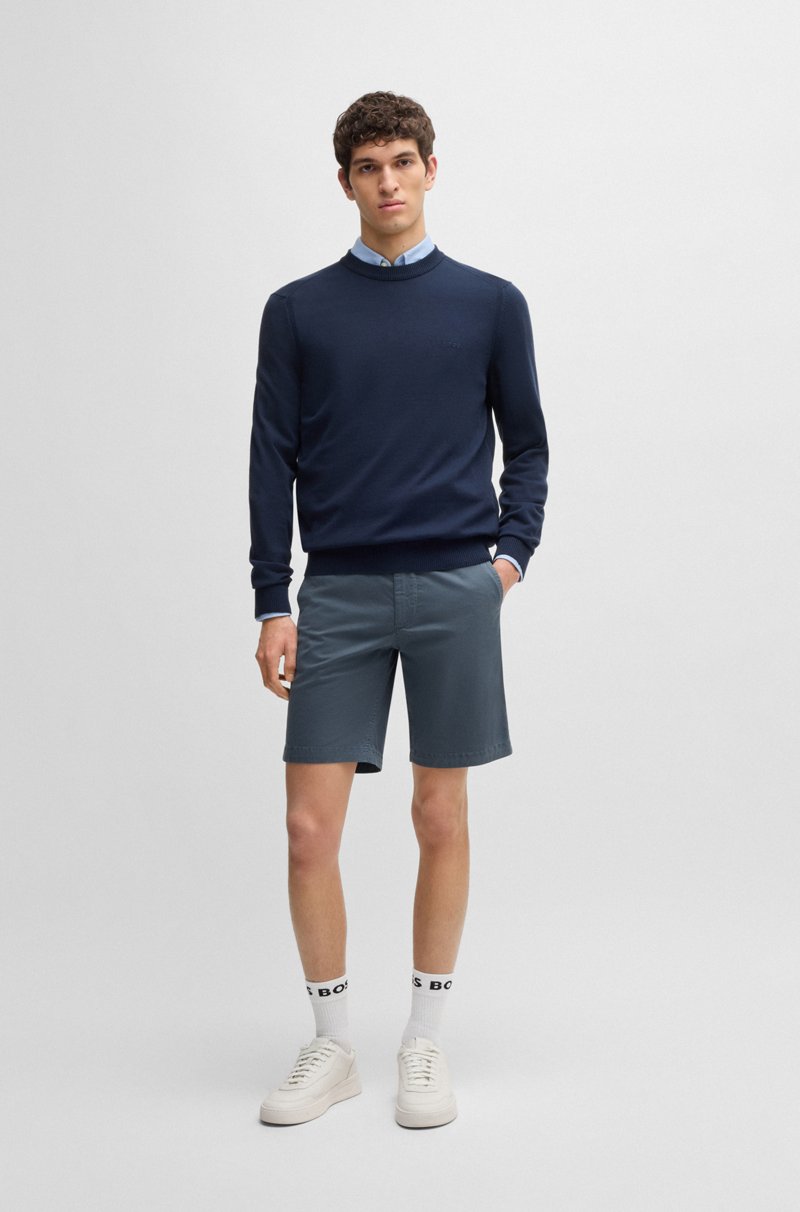 Hugo Boss Shorts Chinos Slim Fit De Sarga De Algodón Elástico