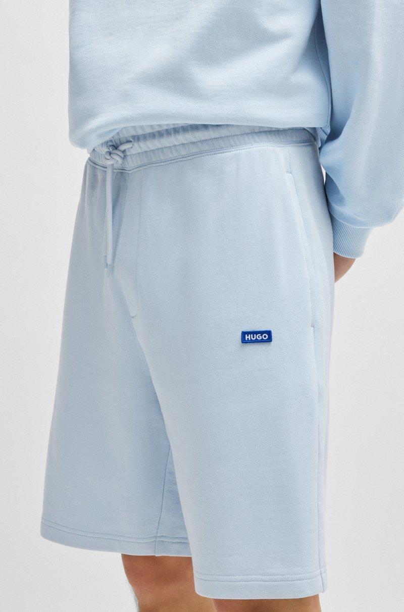 Hugo Boss Shorts Con Cordón De Felpa De Algodón Mercerizado Con Etiqueta Con Logo Azul