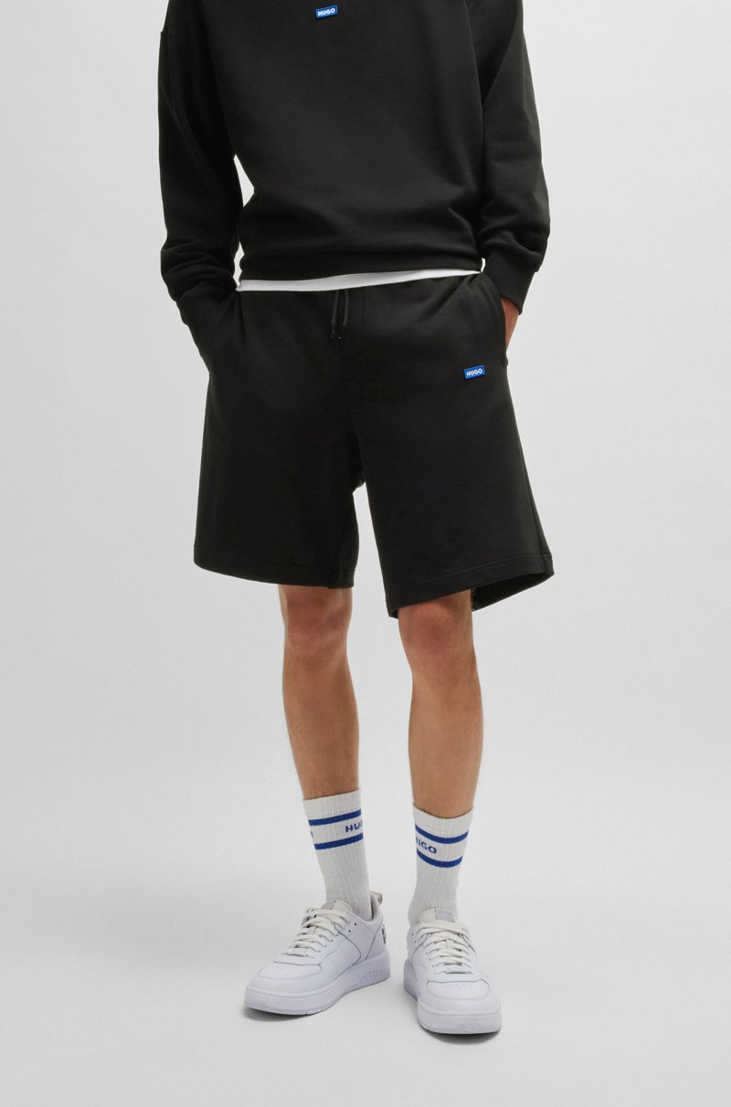 Hugo Boss Shorts con cordón de felpa de algodón mercerizado con etiqueta con logo azul