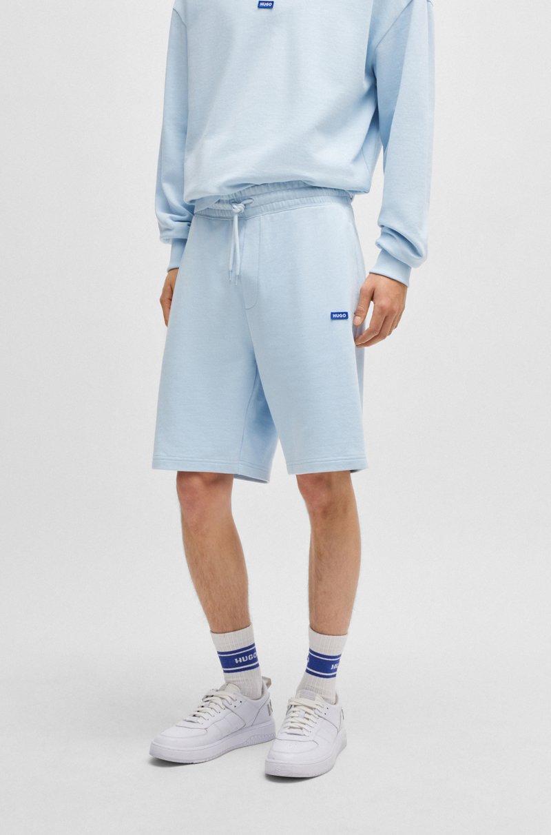 Hugo Boss Shorts con cordón de felpa de algodón mercerizado con etiqueta con logo azul