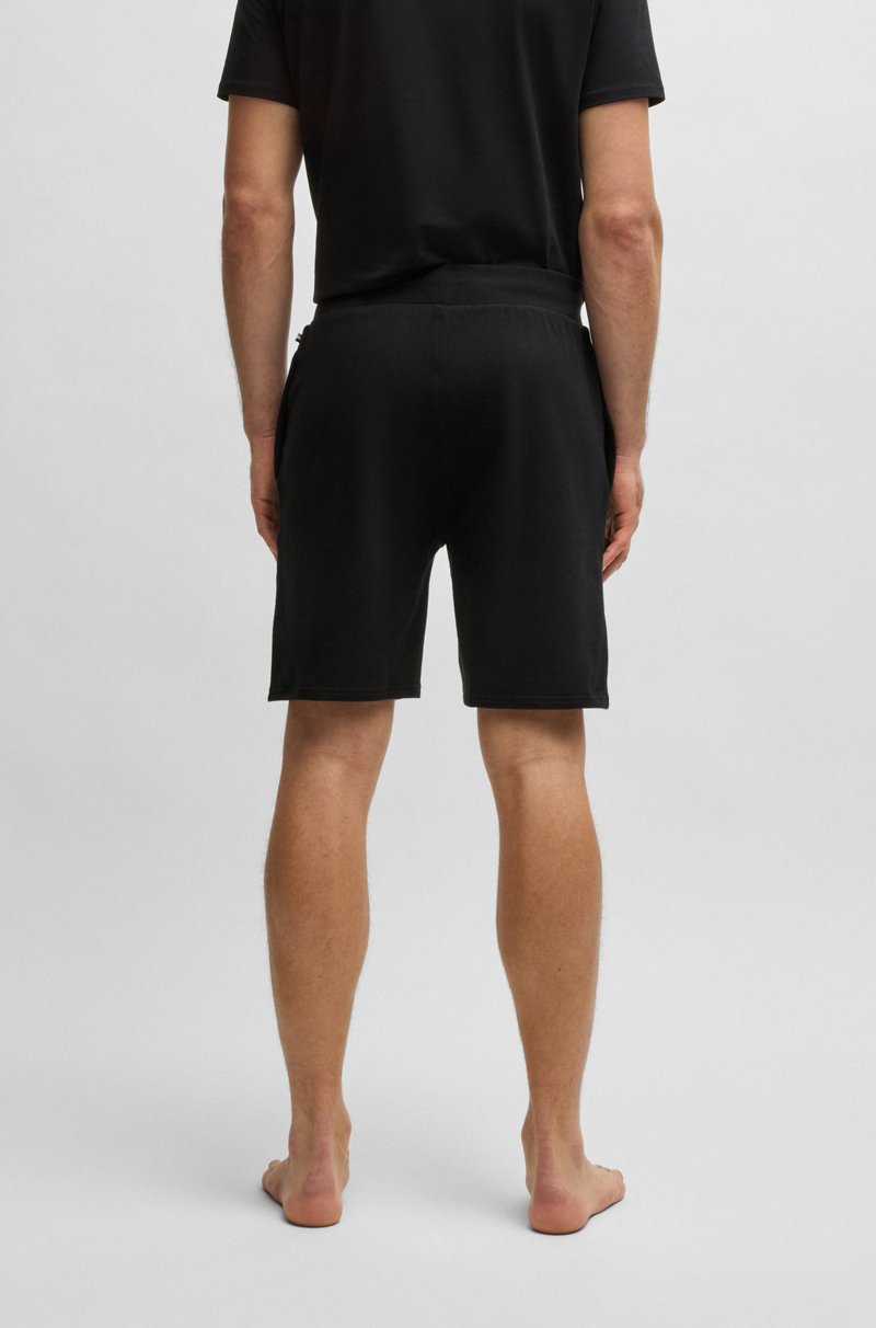 Hugo Boss Shorts Con Cordón En Felpa De Rizo De Algodón Con Logo En Contraste