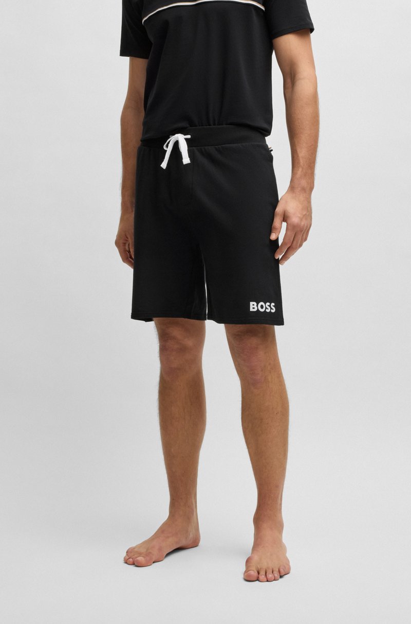 Hugo Boss Shorts con cordón en felpa de rizo de algodón con logo en contraste