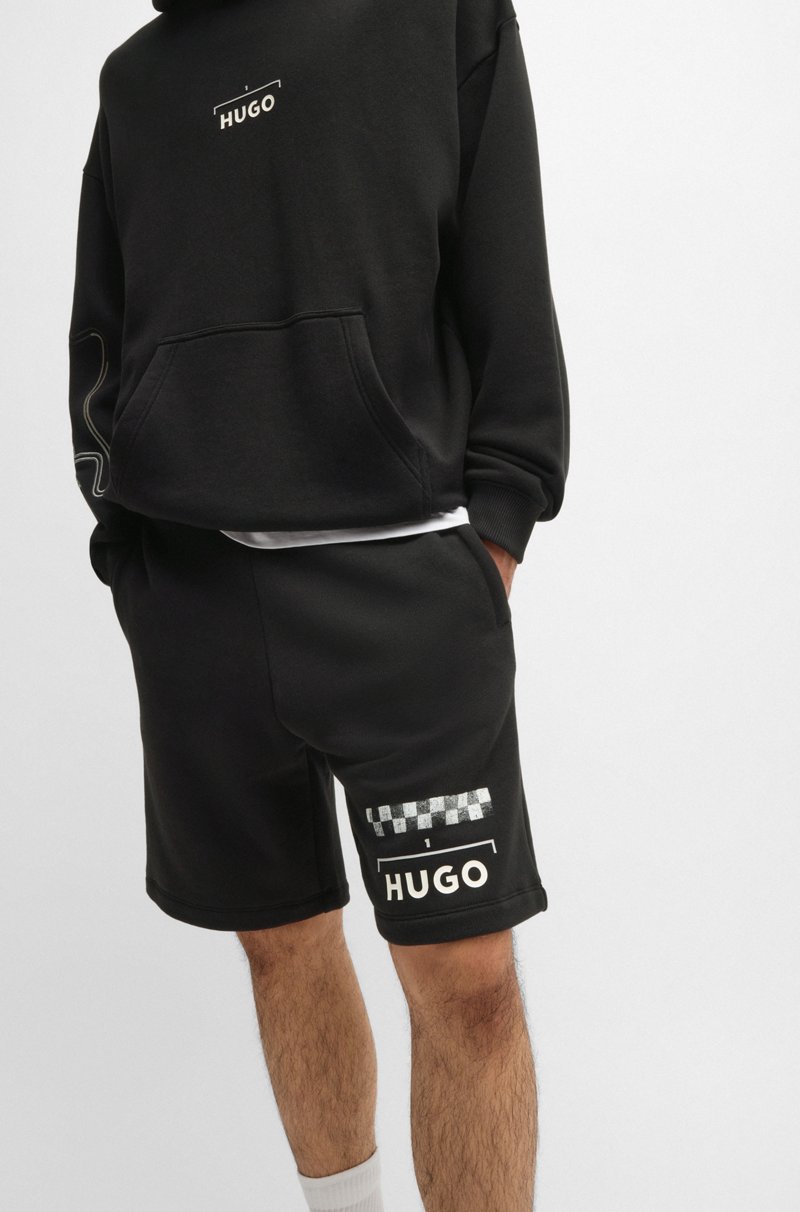 Hugo Boss Shorts De Algodón Con Estampado De Carreras
