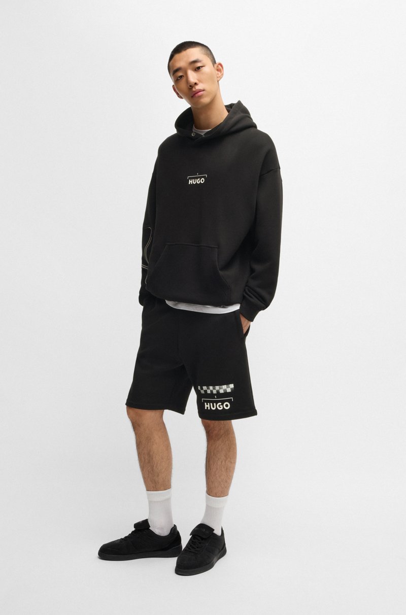 Hugo Boss Shorts De Algodón Con Estampado De Carreras