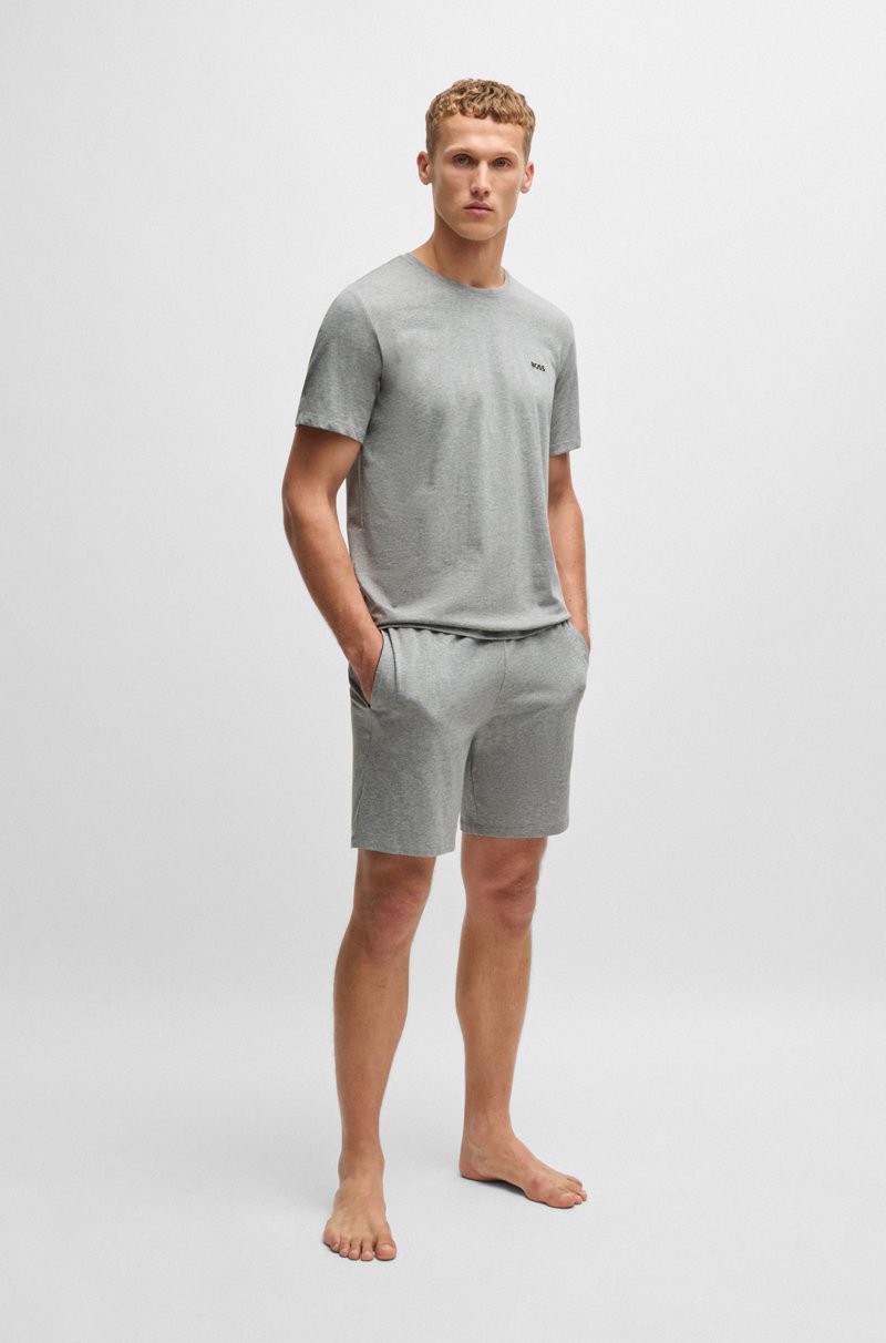 Hugo Boss Shorts De Algodón Elástico Con Logo Bordado