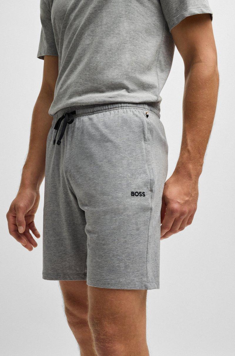 Hugo Boss Shorts De Algodón Elástico Con Logo Bordado