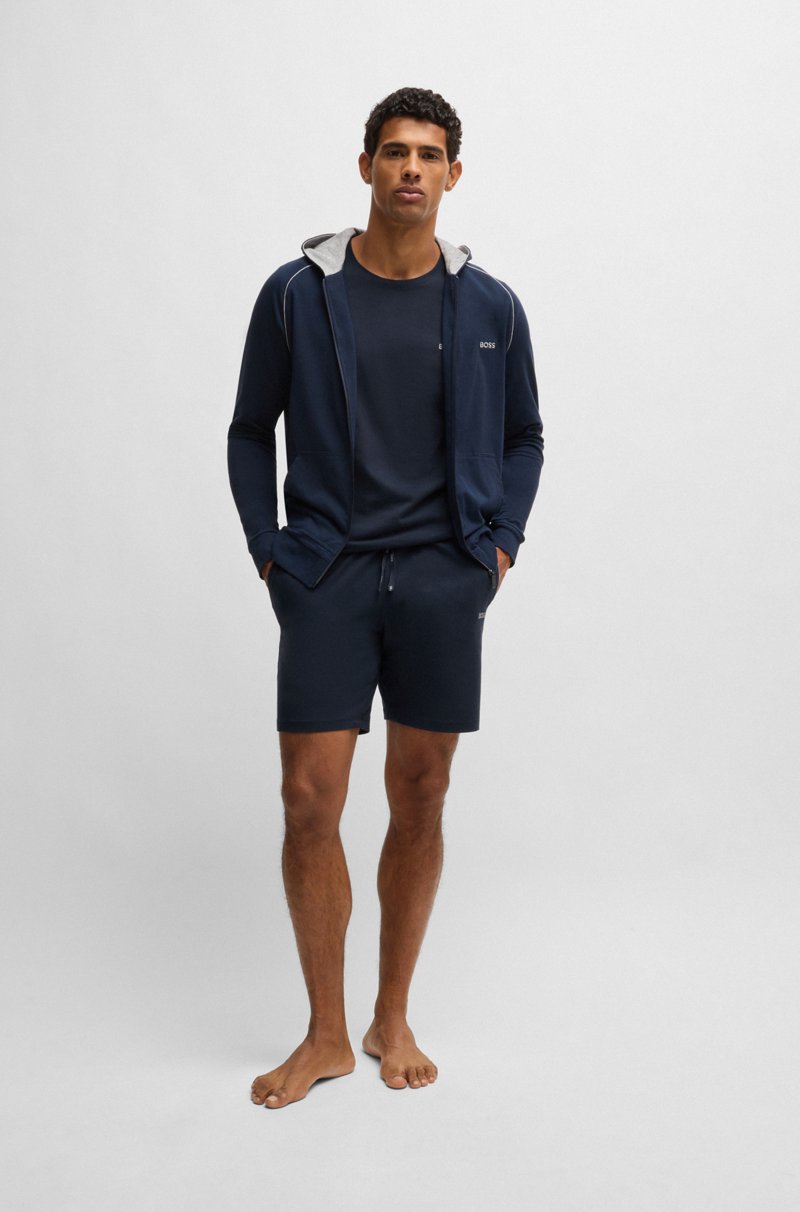 Hugo Boss Shorts De Algodón Elástico Con Logo Bordado