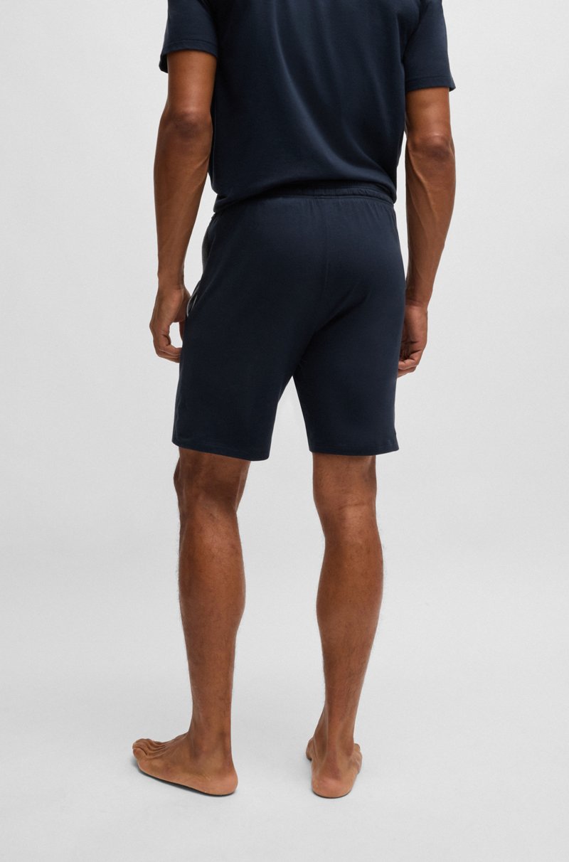 Hugo Boss Shorts De Algodón Elástico Con Logo Bordado