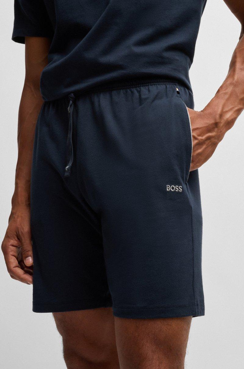 Hugo Boss Shorts De Algodón Elástico Con Logo Bordado