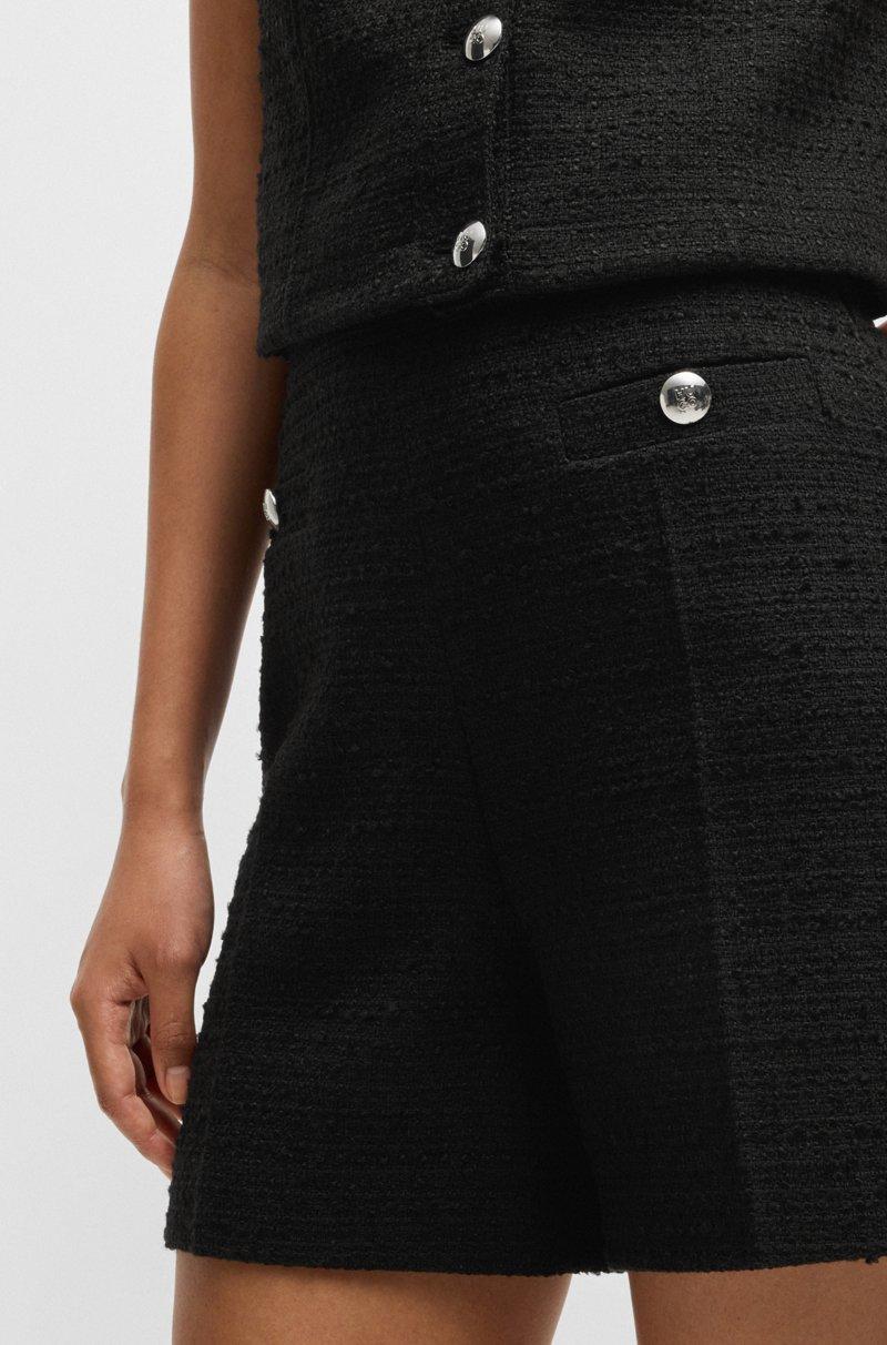 Hugo Boss Shorts De Bouclé Con Botones Con Logo Apilado
