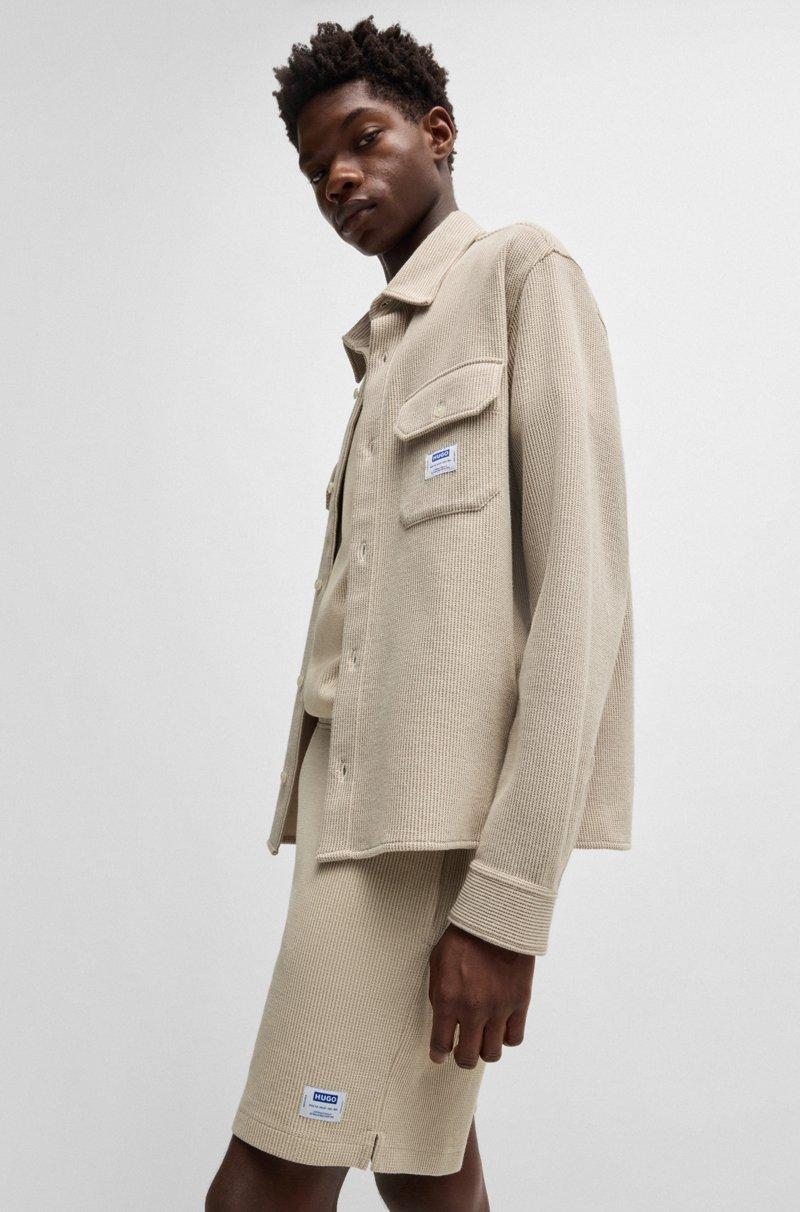 Hugo Boss Shorts De Corte Holgado En Algodón Con Estructura De Rejilla