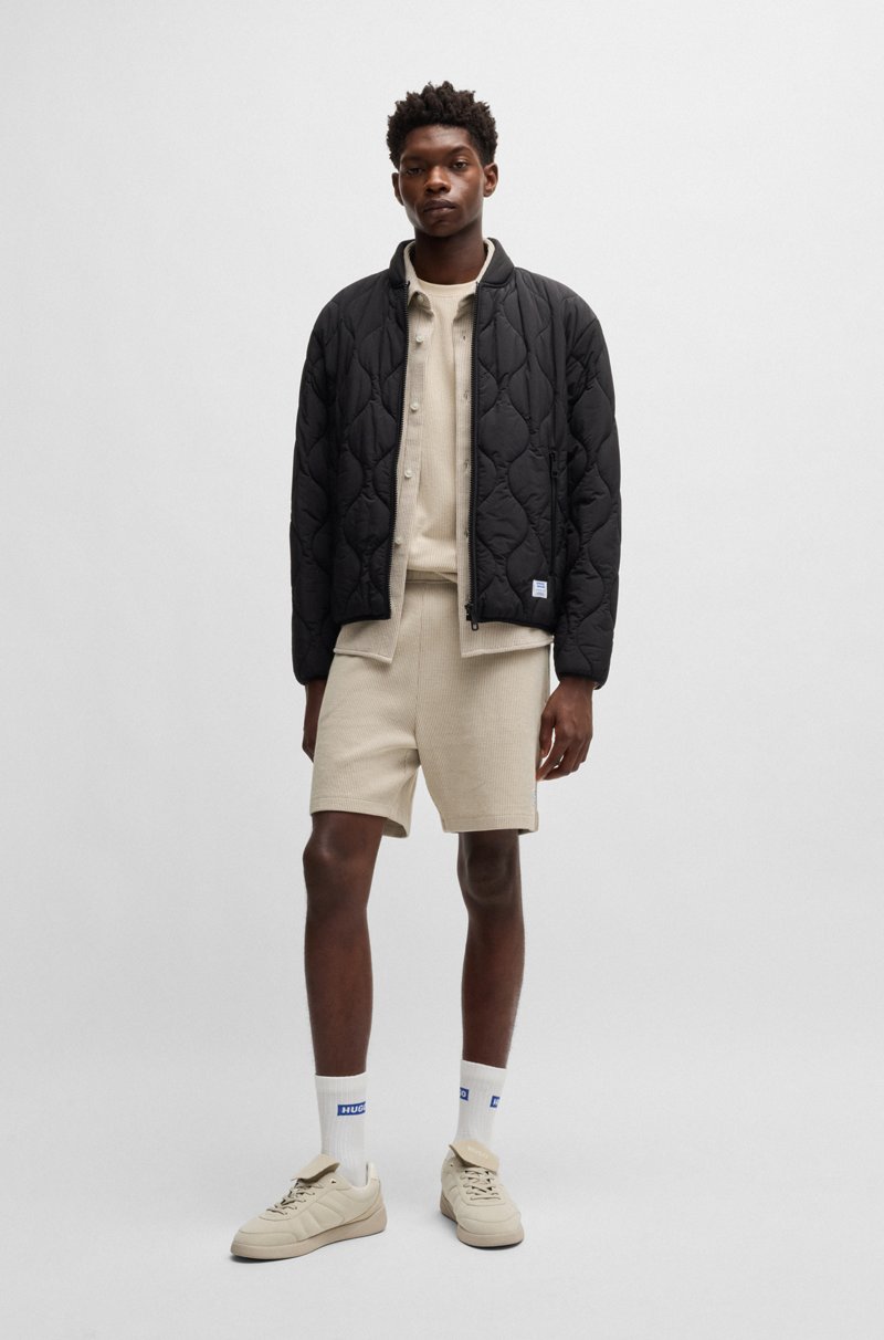 Hugo Boss Shorts De Corte Holgado En Algodón Con Estructura De Rejilla