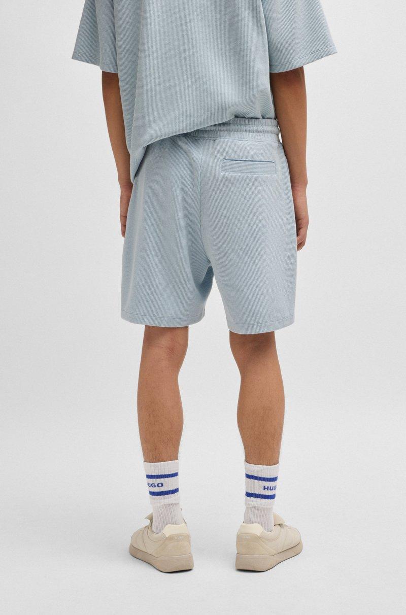 Hugo Boss Shorts De Corte Holgado En Algodón Con Estructura De Rejilla