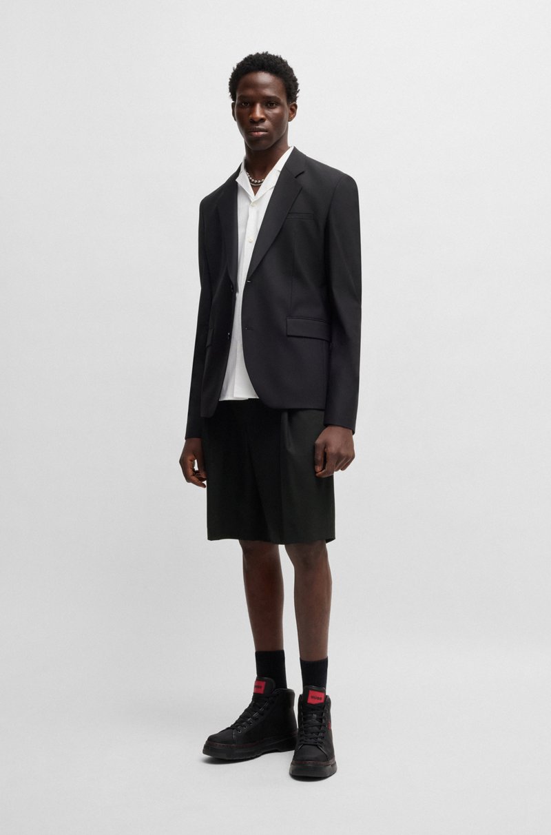 Hugo Boss Shorts De Corte Moderno En Mezcla De Lana Elástica