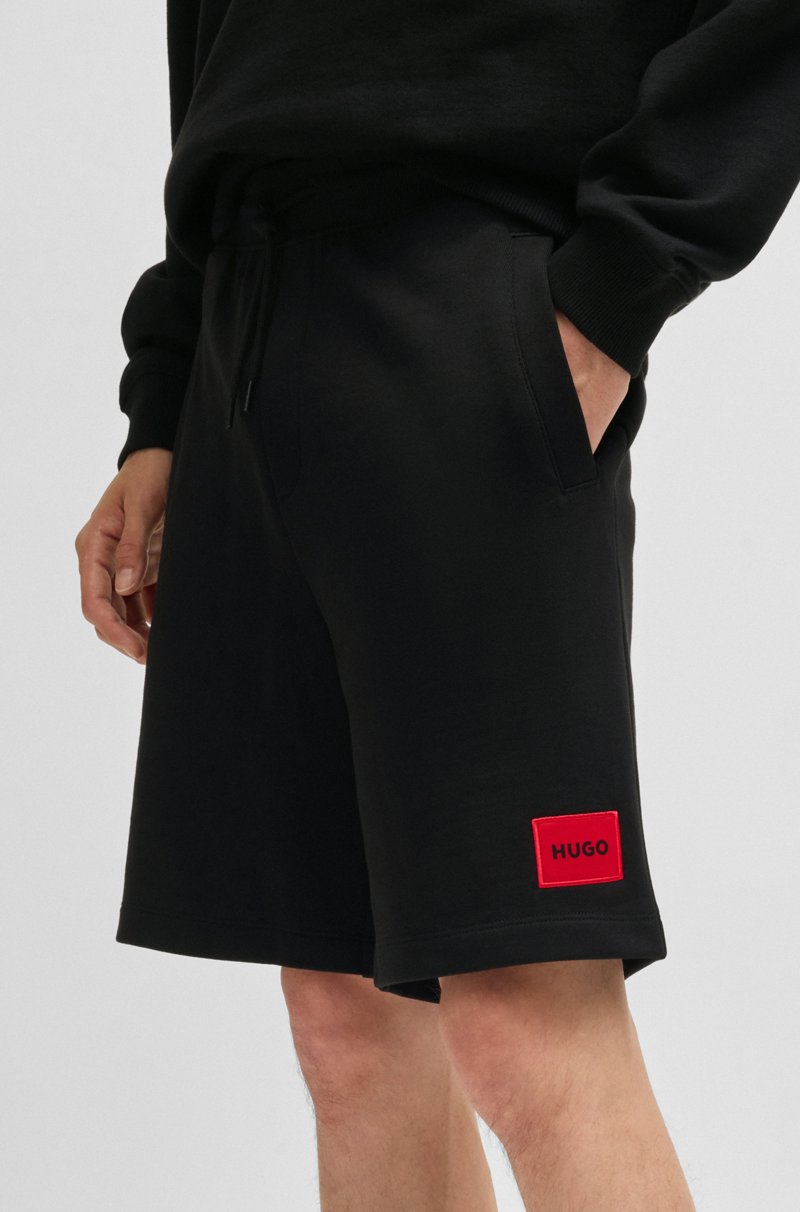 Hugo Boss Shorts De Felpa De Algodón Con Etiqueta Con Logo Roja