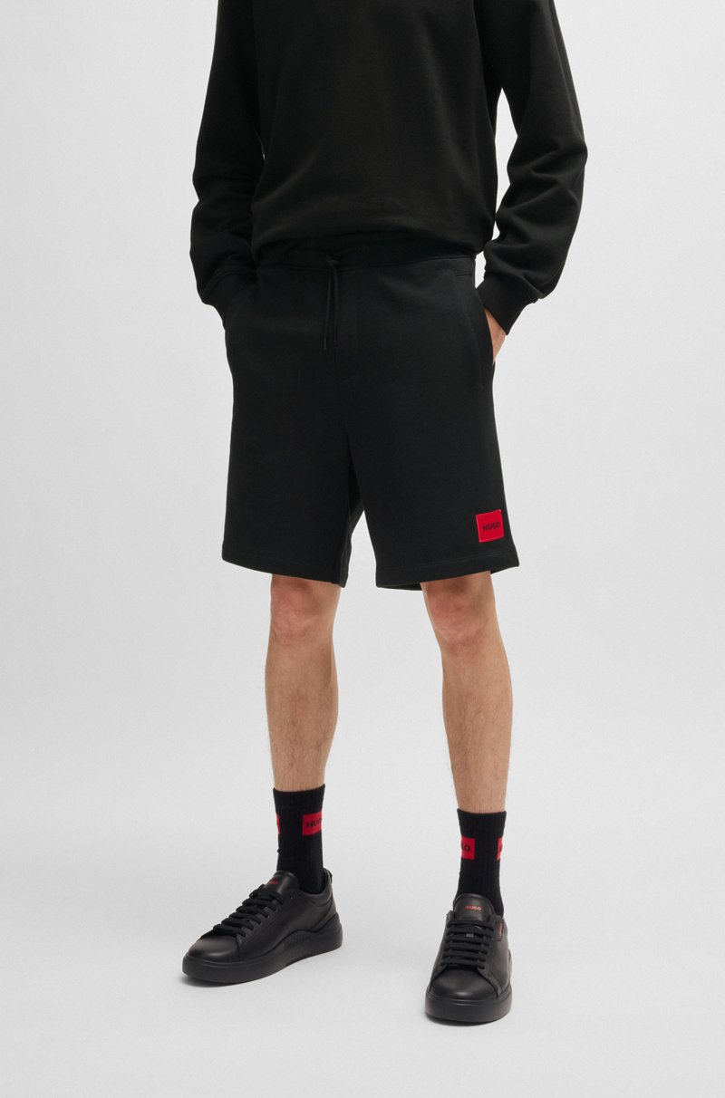 Hugo Boss Shorts de felpa de algodón con etiqueta con logo roja