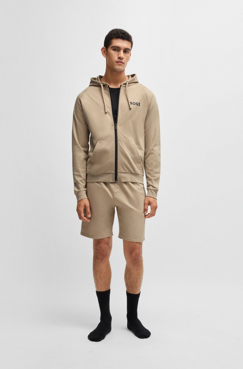 Hugo Boss Shorts De Felpa De Algodón Con Logo Estampado