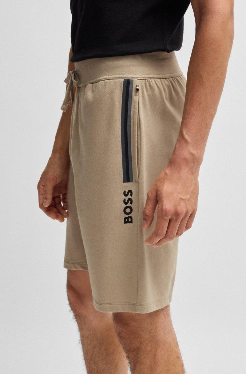 Hugo Boss Shorts De Felpa De Algodón Con Logo Estampado