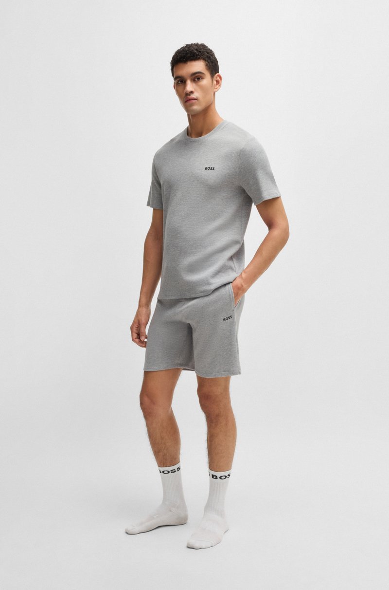 Hugo Boss Shorts De Pijama Con Estructura De Rejilla Y Logo Bordado