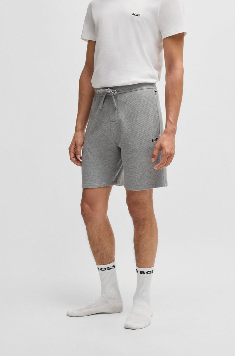 Hugo Boss Shorts de pijama con estructura de rejilla y logo bordado