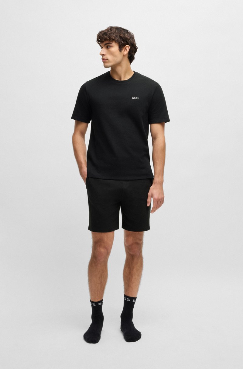 Hugo Boss Shorts De Pijama Con Estructura De Rejilla Y Logo Bordado