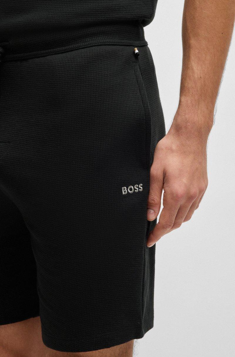 Hugo Boss Shorts De Pijama Con Estructura De Rejilla Y Logo Bordado