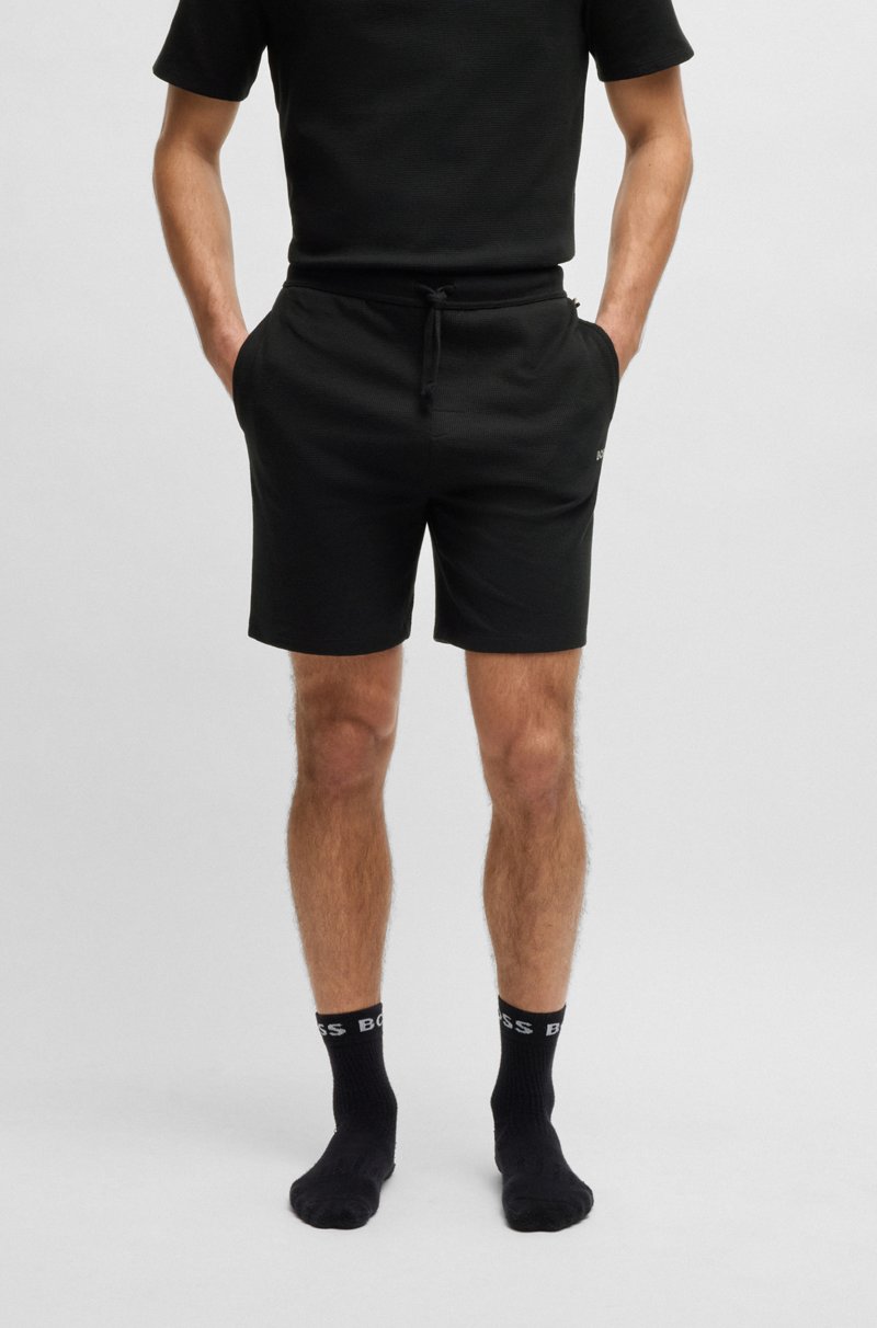 Hugo Boss Shorts de pijama con estructura de rejilla y logo bordado