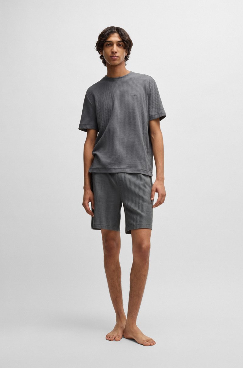 Hugo Boss Shorts De Pijama Con Estructura De Rejilla Y Logo Bordado