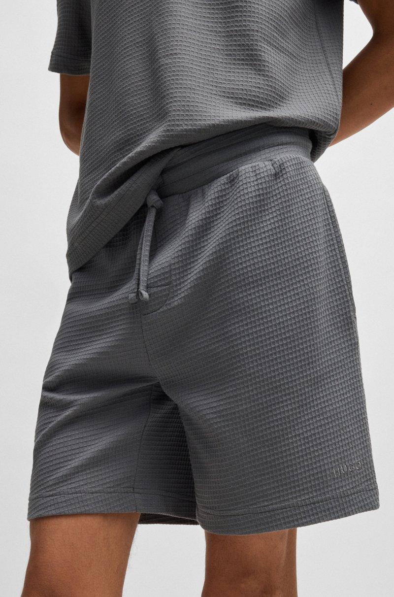Hugo Boss Shorts De Pijama Con Estructura De Rejilla Y Logo Bordado