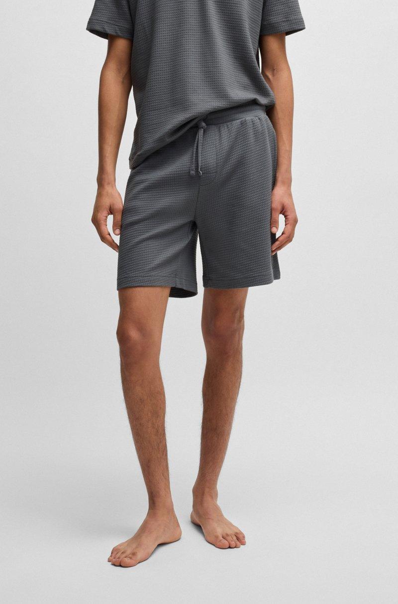 Hugo Boss Shorts de pijama con estructura de rejilla y logo bordado