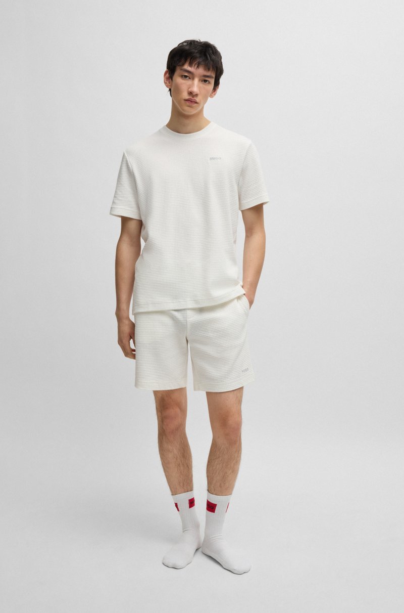 Hugo Boss Shorts De Pijama Con Estructura De Rejilla Y Logo Bordado
