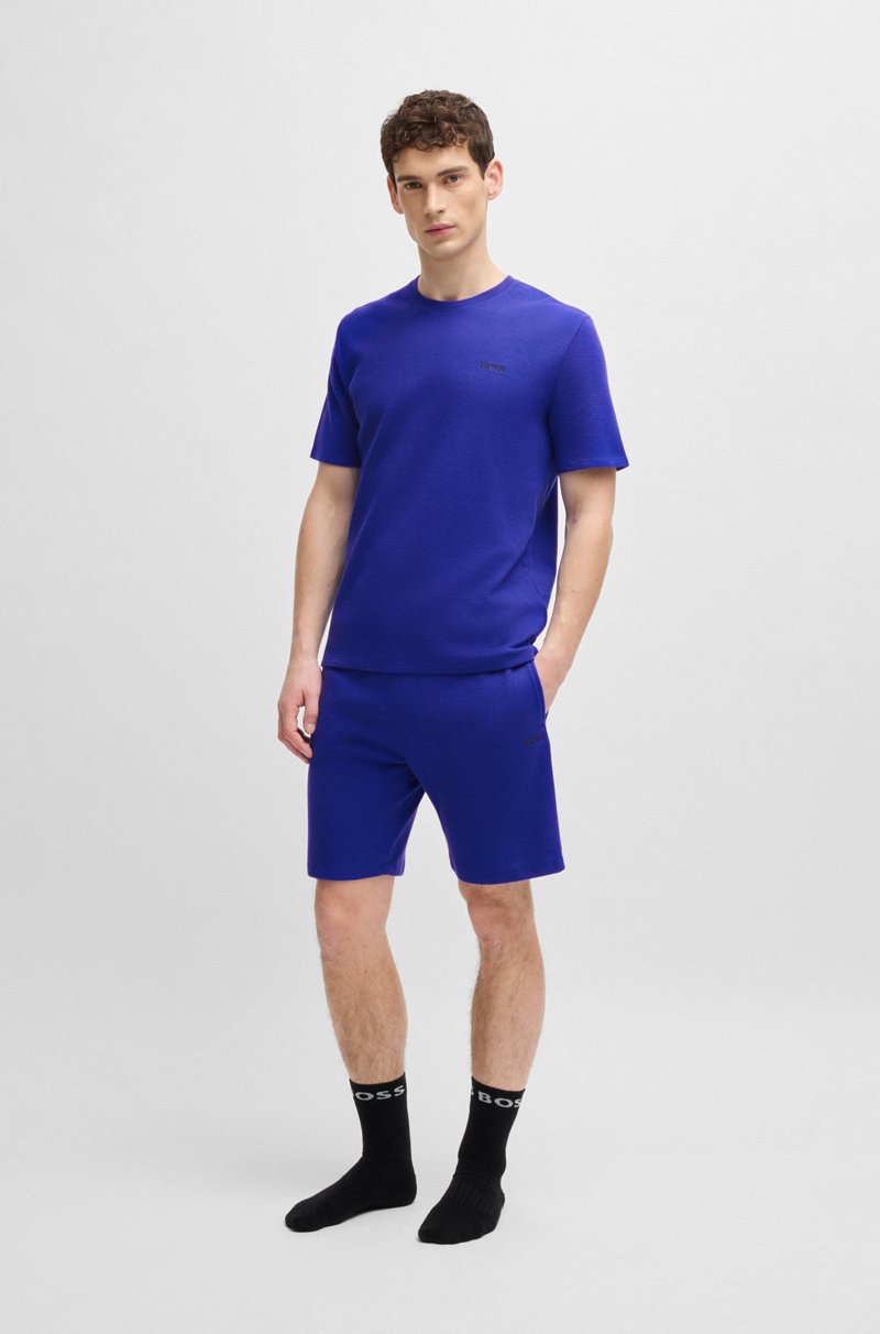 Hugo Boss Shorts De Pijama Con Estructura De Rejilla Y Logo Bordado