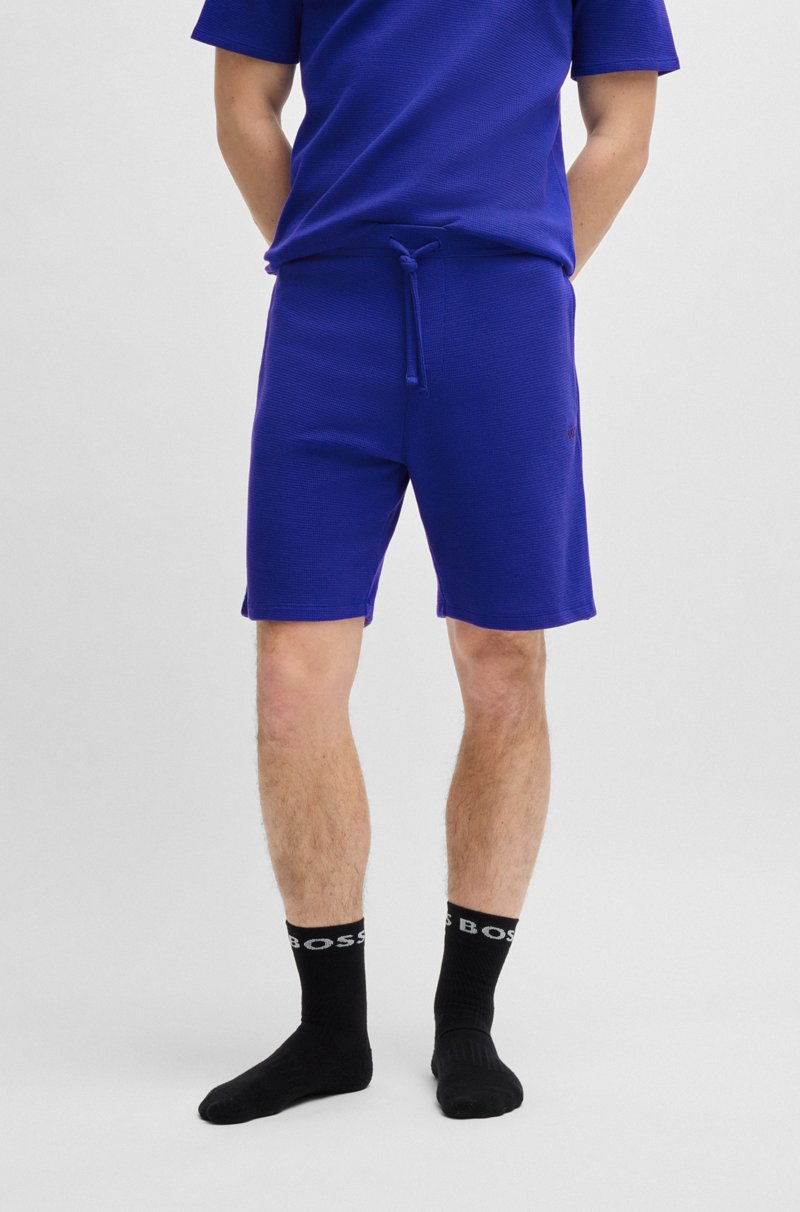 Hugo Boss Shorts de pijama con estructura de rejilla y logo bordado