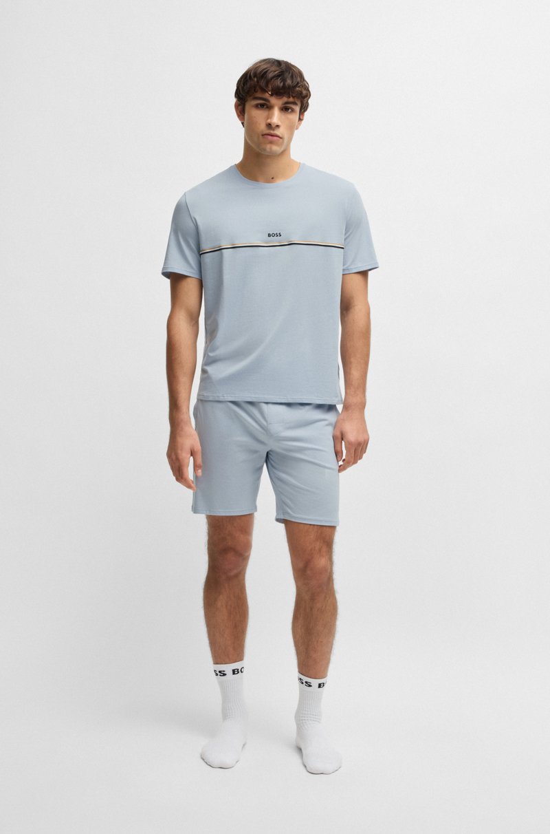 Hugo Boss Shorts De Pijama De Algodón Elástico Con Logo Estampado