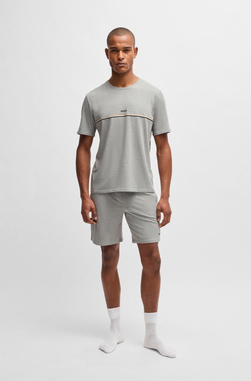 Hugo Boss Shorts De Pijama De Algodón Elástico Con Logo Estampado