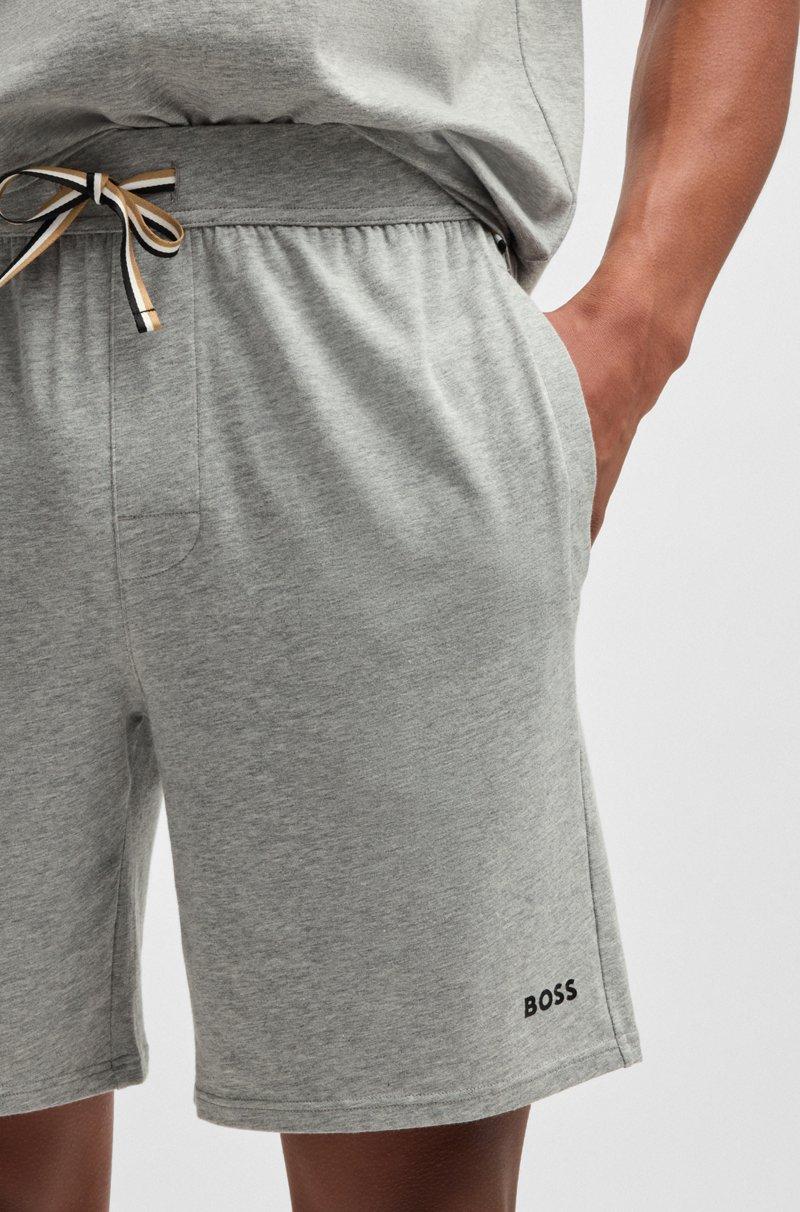 Hugo Boss Shorts De Pijama De Algodón Elástico Con Logo Estampado
