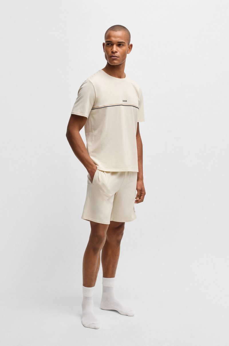 Hugo Boss Shorts De Pijama De Algodón Elástico Con Logo Estampado