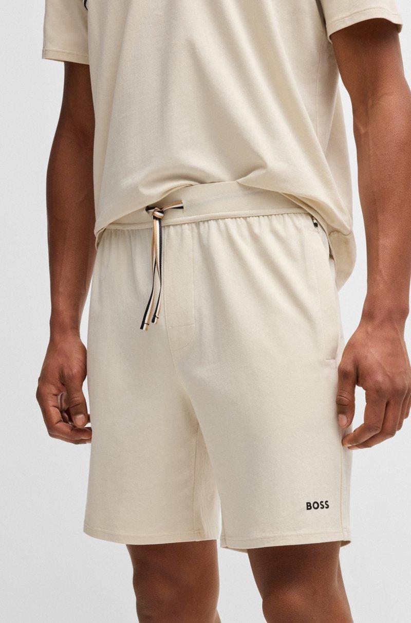Hugo Boss Shorts De Pijama De Algodón Elástico Con Logo Estampado