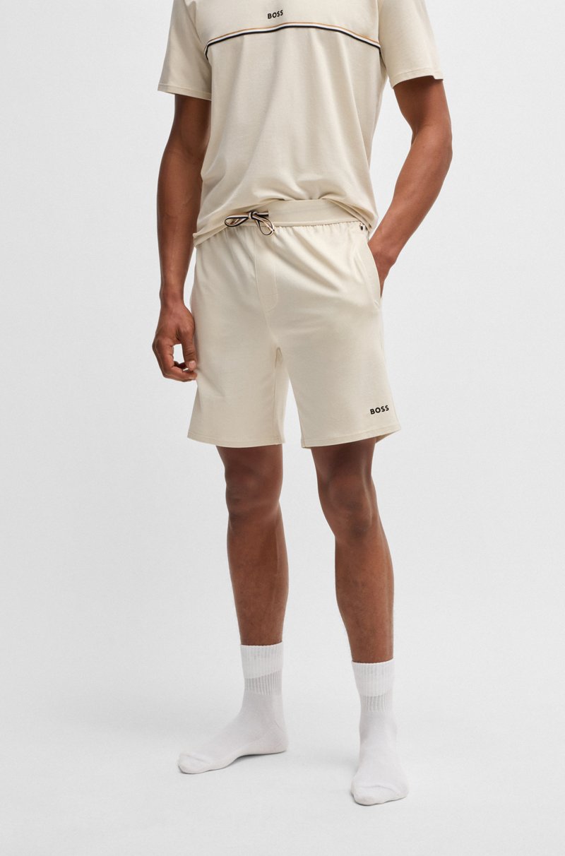 Hugo Boss Shorts de pijama de algodón elástico con logo estampado