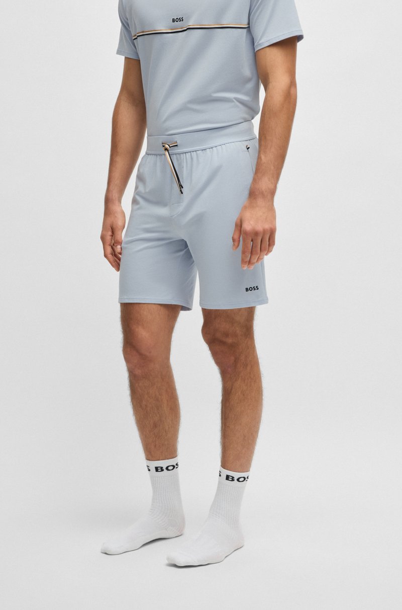 Hugo Boss Shorts de pijama de algodón elástico con logo estampado