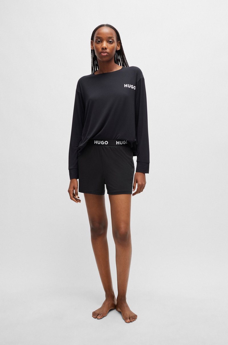 Hugo Boss Shorts De Pijama En Punto Elástico Con Logo En La Cintura