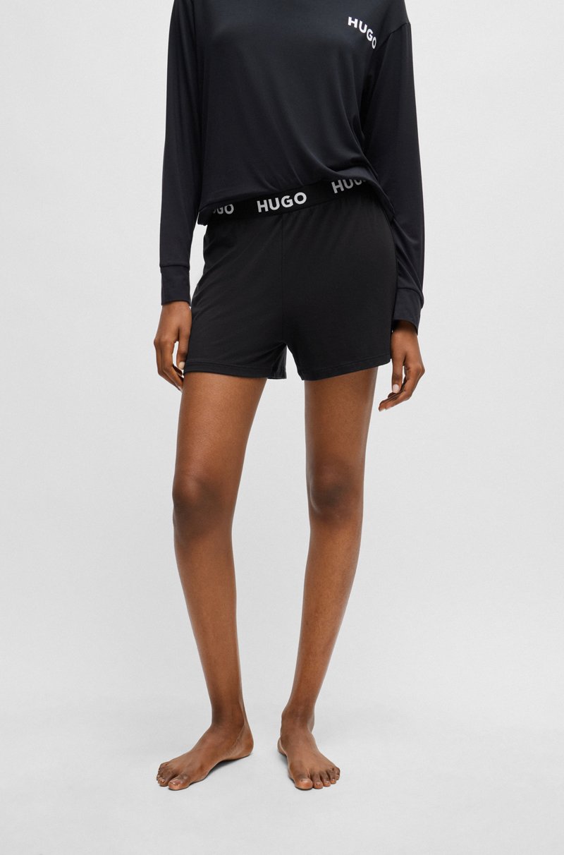 Hugo Boss Shorts de pijama en punto elástico con logo en la cintura
