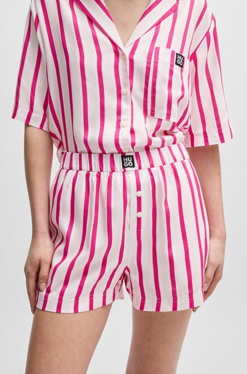 Hugo Boss Shorts De Pijama En Sarga Con Rayas De Jacquard