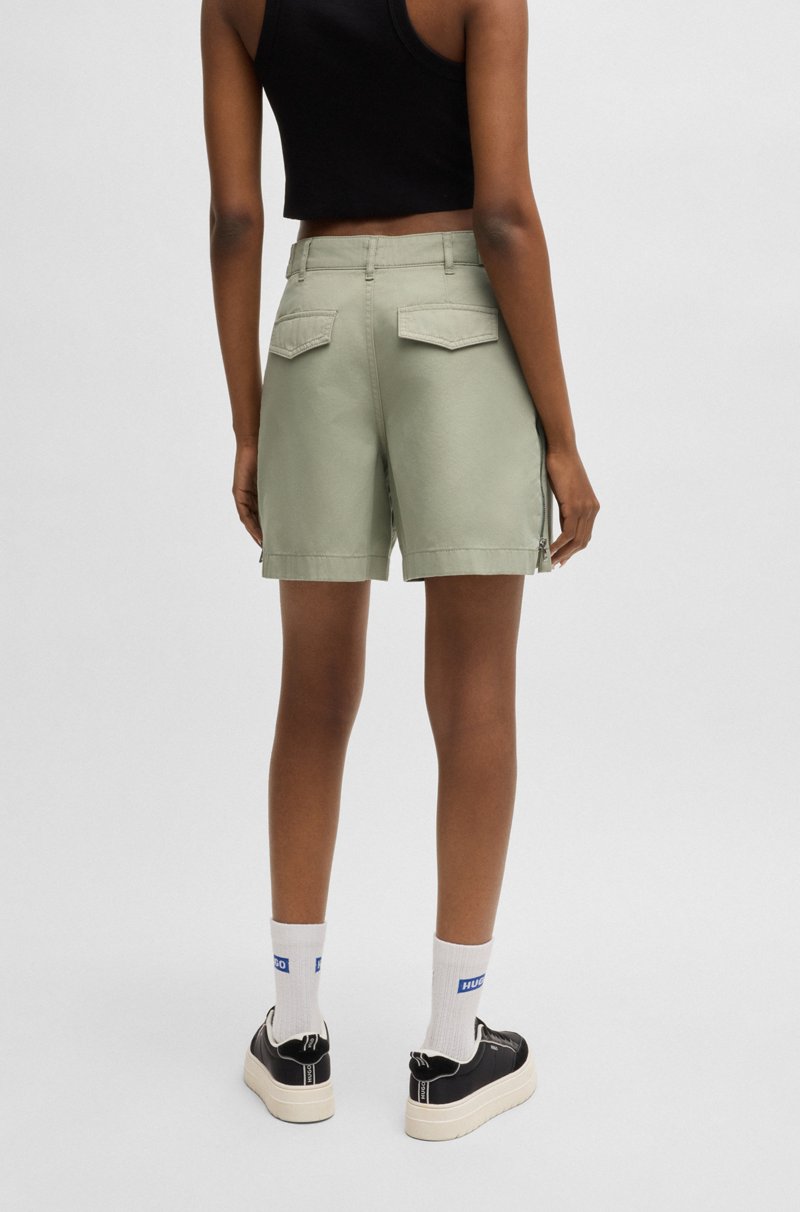 Hugo Boss Shorts De Sarga De Algodón Con Cremalleras Laterales