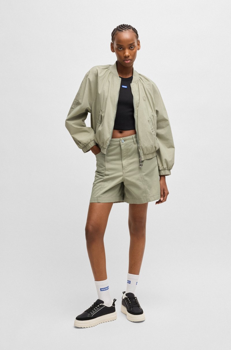 Hugo Boss Shorts De Sarga De Algodón Con Cremalleras Laterales