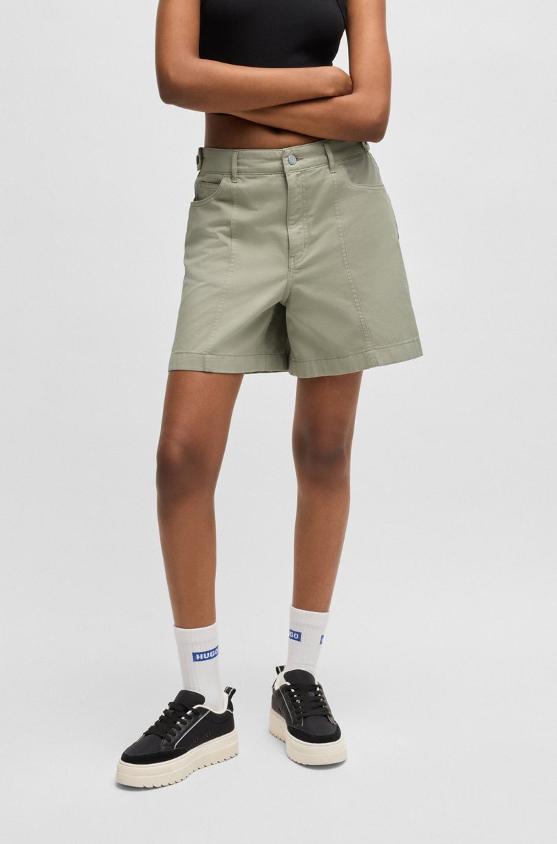 Hugo Boss Shorts de sarga de algodón con cremalleras laterales